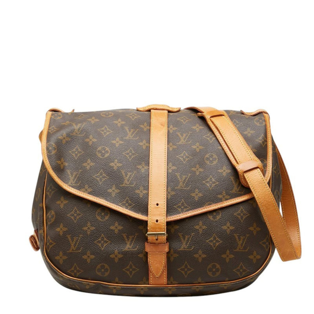 Louis Vuitton Monogram Saumur Crossbody Bag Brown Leather